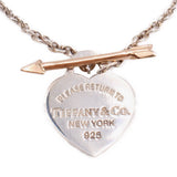 Heart pendant with Tiffany & Co. 925 engraving and rose-gold arrow bar charm