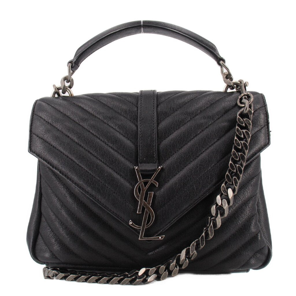 SAINT LAURENT quilted black medium crossbody bag with YSL logo and chain strap