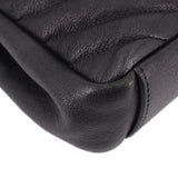 SAINT LAURENT black leather crossbody bag corner with curved padded quilting