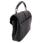 SAINT LAURENT quilted black medium crossbody bag side view with chain strap and flap