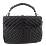 SAINT LAURENT quilted black medium crossbody bag back with stitched chevron pattern