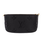 LOUIS VUITTON black embossed pouch with zipper top and gold tone hardware