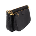 LOUIS VUITTON black multi-pocket crossbody bag with gold hardware and chain strap