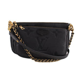 LOUIS VUITTON black embossed multi-pocket crossbody bag with gold chain strap