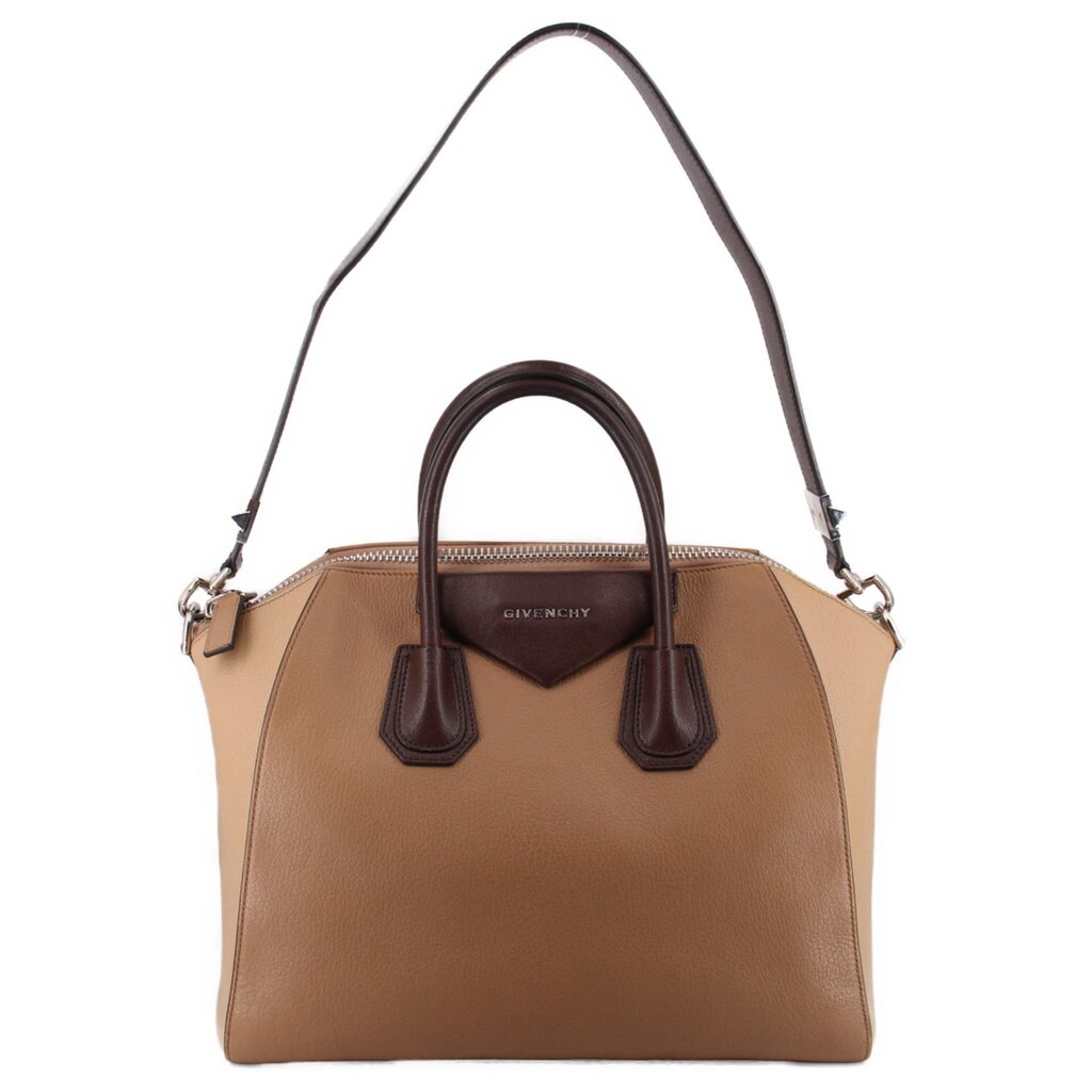 GIVENCHY Antigona medium leather tote bag with top handles and shoulder straps, brown