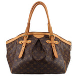 LOUIS VUITTON Tivoli GM monogram shoulder bag front view with leather handle straps
