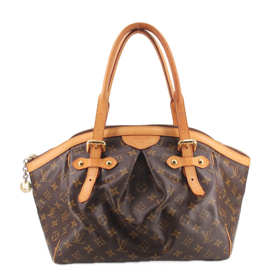 LOUIS VUITTON Tivoli GM monogram shoulder bag with tan leather handles and top closure