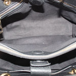 Black Gucci shopper tote interior lining with zipper and center strap tab