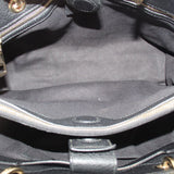 Black Gucci shopper tote interior lining with zipper and center strap tab
