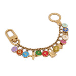 Gold keychain with multi-color enamel charms and chain links