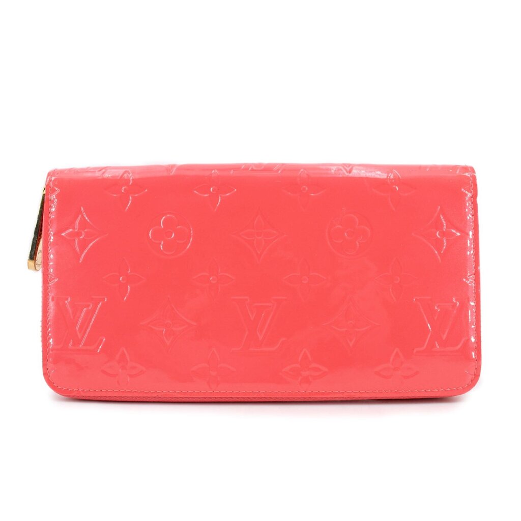 Louis Vuitton coral vernis zip wallet with embossed logo pattern