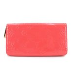 Louis Vuitton coral vernis zip wallet with embossed logo pattern
