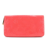 Louis Vuitton coral vernis zip wallet with embossed logo pattern