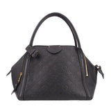 Louis Vuitton Marais MM handle bag in black leather with gold hardware and zipper.