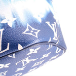 Blue tie-dye Neverfull leather trim with textured canvas and white Louis Vuitton monograms