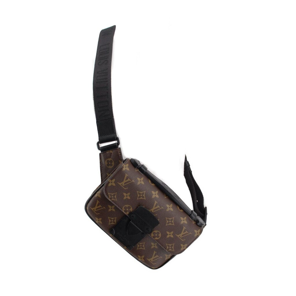 Louis Vuitton monogram sling belt bag with lock, leather trim
