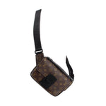 Louis Vuitton monogram sling belt bag with lock, leather trim