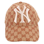 GUCCI Yankees tan baseball cap with embroidered Yankees logo on front
