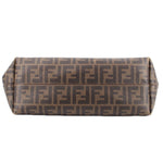 Medium tote bottom view in Tobacco Zucca FF monogram canvas with stitched edges.