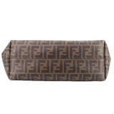 Medium tote bottom view in Tobacco Zucca FF monogram canvas with stitched edges.