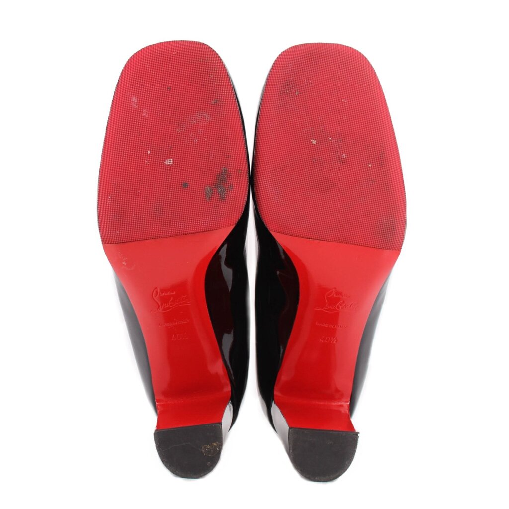 LOUBOUTIN black patent pump soles with red outsole details