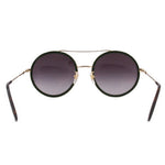 GUCCI round sunglasses with green-trim dark lenses and red accents