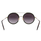 GUCCI round sunglasses with green-trim dark lenses and red accents
