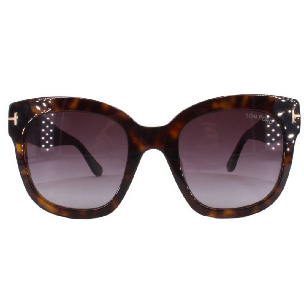 TOM FORD Beatrix-02 tortoise sunglasses with rounded frames and purple lenses