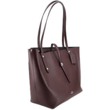 Coach market tote bag in burgundy leather with hangtag and side pocket