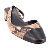 VERONICA BEARD SNAKE HEELS TAN/BLACK 9.5 US