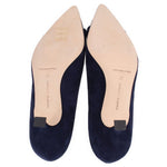 Navy suede pointed-toe heels with insole marking '37' EU