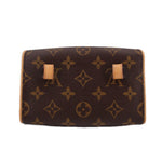 Monogram canvas belt bag front view with square clasp tabs
