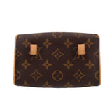 Monogram canvas belt bag front view with square clasp tabs