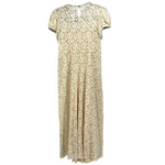 DOEN cream lace dress, short sleeves, round back keyhole, midi length