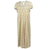 DOEN cream lace dress, short sleeves, round back keyhole, midi length