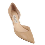 JIMMY CHOO nude leather pointed-toe heels with slim stiletto heel