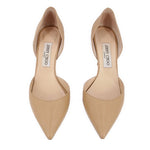 Pair of JIMMY CHOO nude leather pointed-toe heels with logo insole