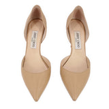 Pair of JIMMY CHOO nude leather pointed-toe heels with logo insole
