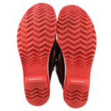 SOREL waterproof boot outsoles, red zigzag tread, pair bottoms