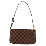 Louis Vuitton Damier Ebene shoulder pouch bag with top zipper and gold-tone hardware