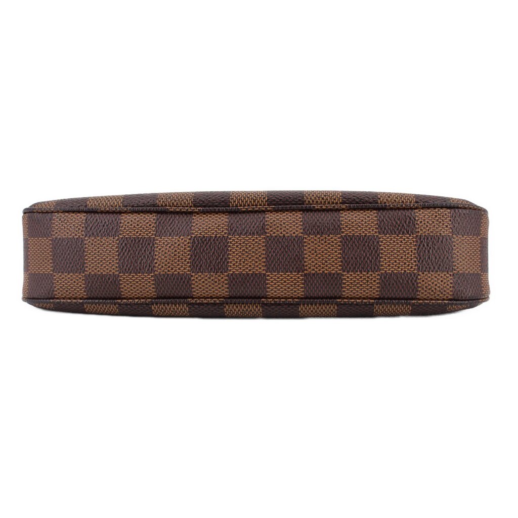 Louis Vuitton Damier Ebene rectangular pouch bag with smooth base and stitched edges