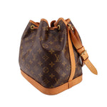 Louis Vuitton Petit Noe monogram shoulder bag with tan leather side panel and strap