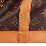 Louis Vuitton Petit Noe monogram shoulder bag bottom seam with stitched tan leather panel