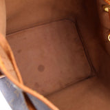 Louis Vuitton Petit Noe monogram shoulder bag with tan leather edge and stitching