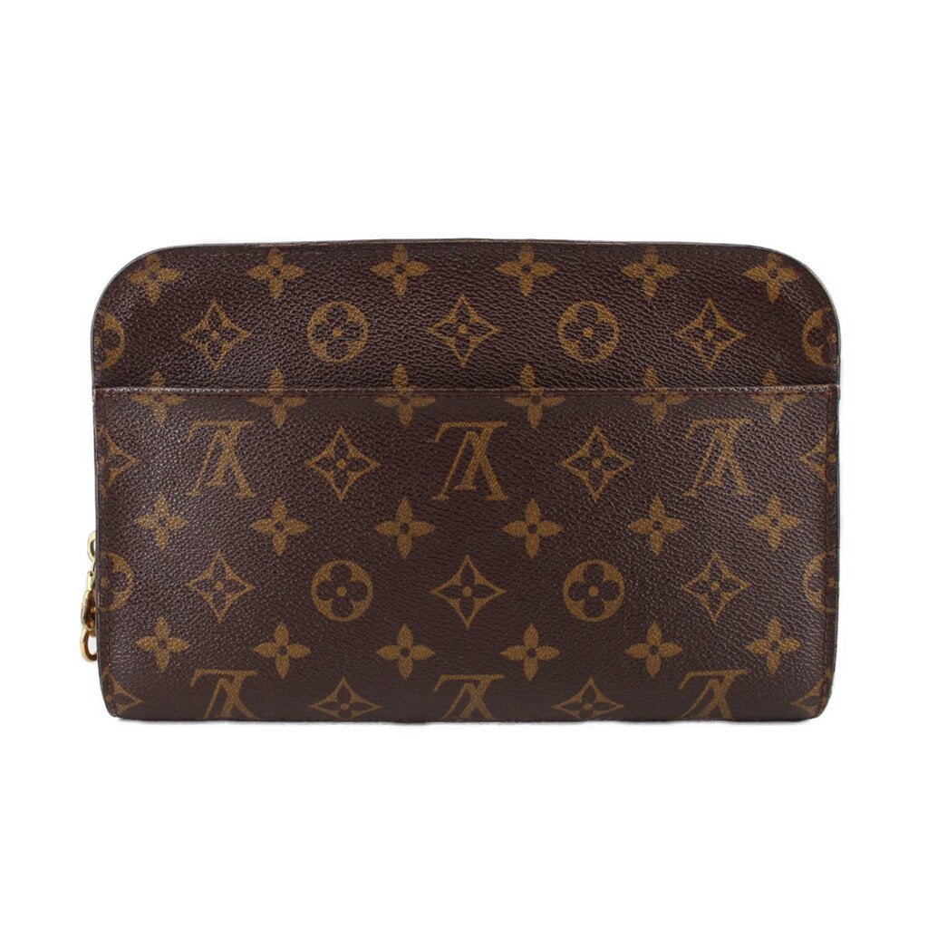 Louis Vuitton monogram Orsay pochette clutch, rectangular face with gold zipper edges