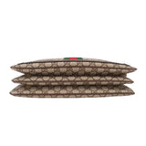 Brown GG canvas shoulder bag, side view showing layered thickness