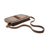 GUCCI vintage Sherry GG monogram shoulder bag in brown with green red stripe flap