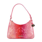 Brahmin Esme small shoulder bag in Cupid pink, croc-embossed hobo style with top handle.