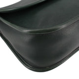 Close-up of the COACH bag's leather grain and stitched edge