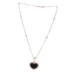 LAGOS Maya small onyx heart necklace with a silver-tone chain and beaded heart pendant